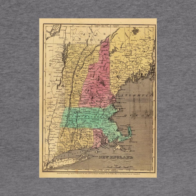 Vintage Map of New England (1836) by Bravuramedia